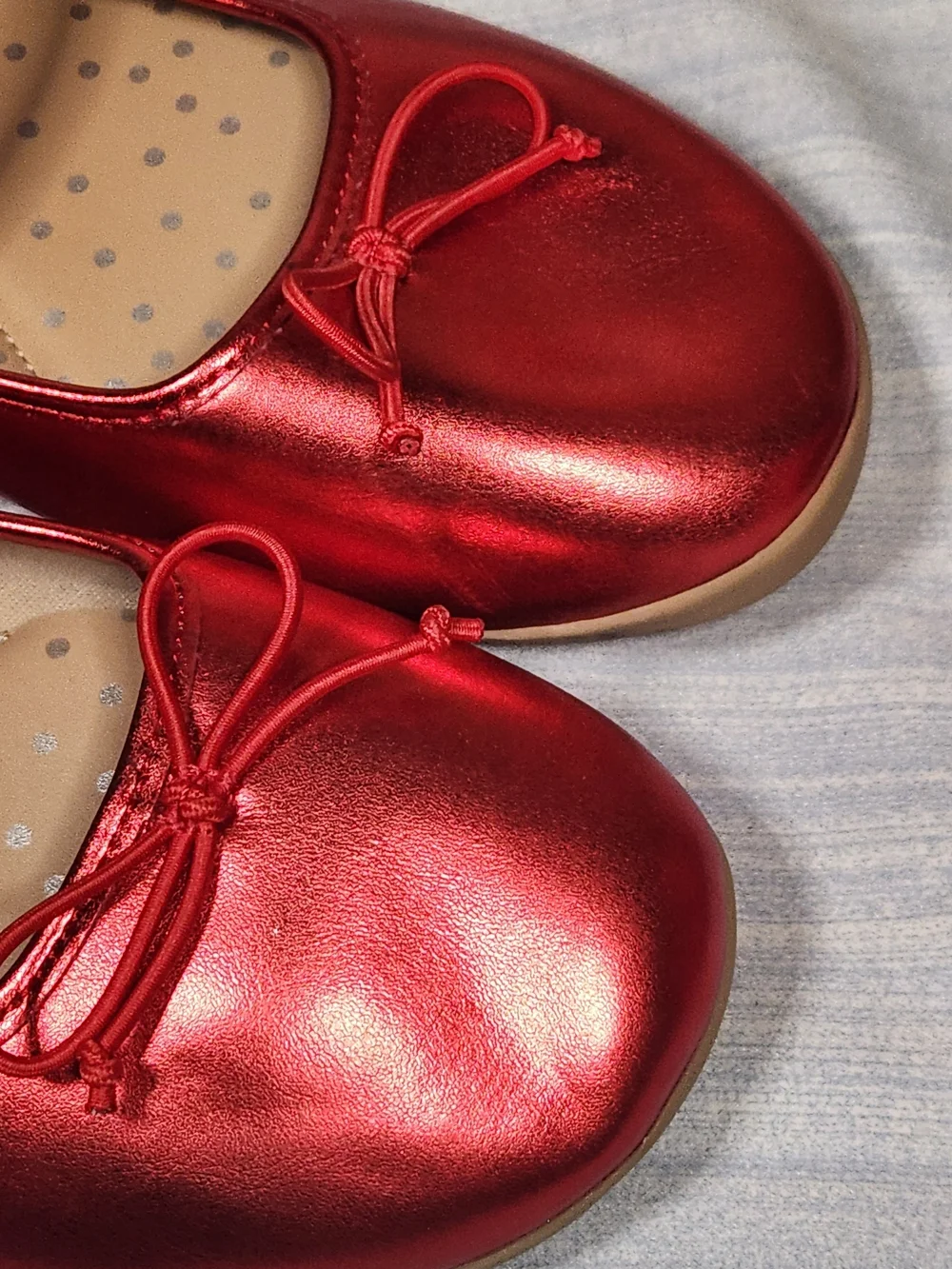 Wonder Nation Girls Metallic Red Mary Jane Ballet Flats Shoes Memory Foan Size 6